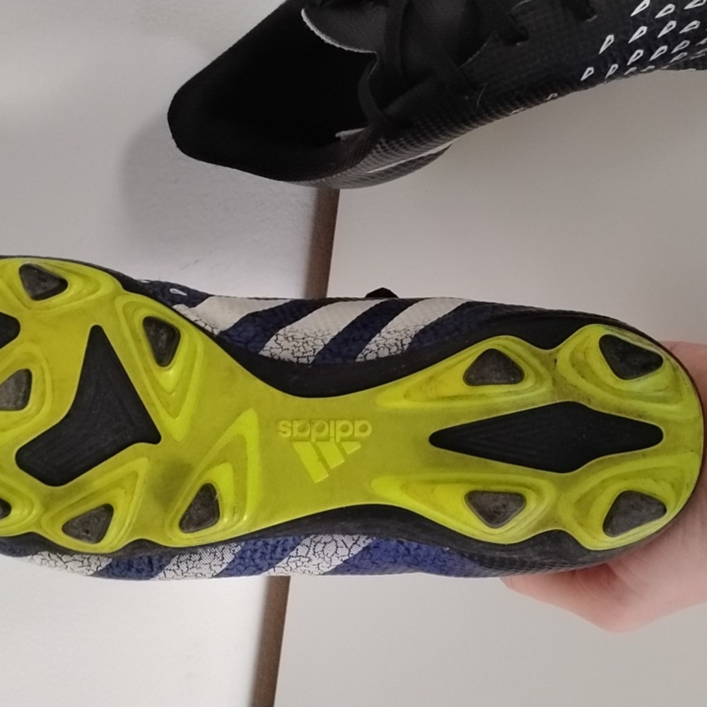 Adidas Black and Blue Cleats with White Stripes - Picture 5 of 8